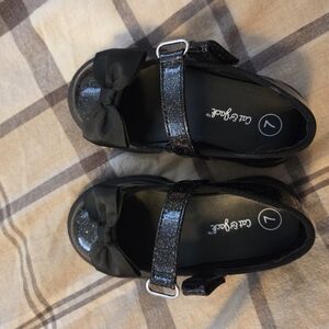 Cat & Jack Black Sparkle Dress Shoes with Bow